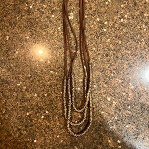 Leather and Metal Layered Necklace